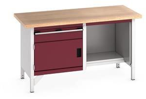 41002037.** Bott Cubio Storage Workbench 1500mm wide x 750mm Deep x 840mm high supplied with a Multiplex (layered beech ply) worktop, 1 x integral storage cupboard (650mm wide x 650mm deep x 350mm high), 1 x 150mm high drawer  and 1 x open section with 1/2...